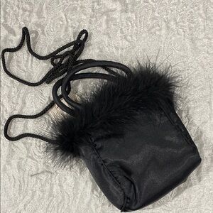 Black Fur-Trimmed Bag
